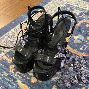 Dolls Kill Black Platform Combat Boots